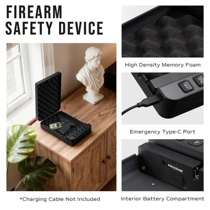 RPNB Gun Safe, Portable Gun Safe for Handgun, Smart Pistol Safes with Backlit Digital Keypad, Handgun Safes Perfect for Nightstand Bedside, Small Gun Case for Car