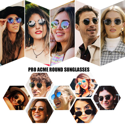 Pro Acme Small Round Metal Polarized Sunglasses for Women Retro Designer Style
