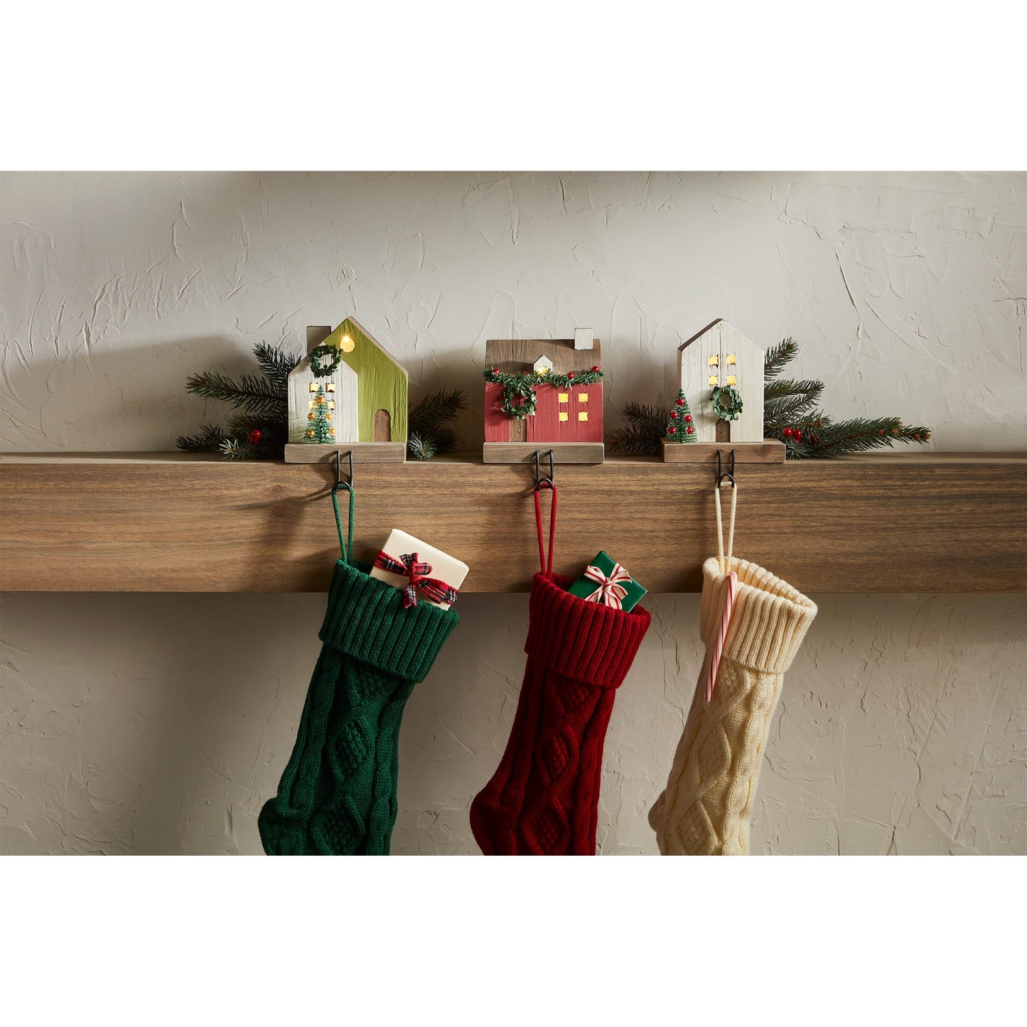 Mud Pie Light Up Stocking Holder, Green, 5 1/2" x 3 1/4"