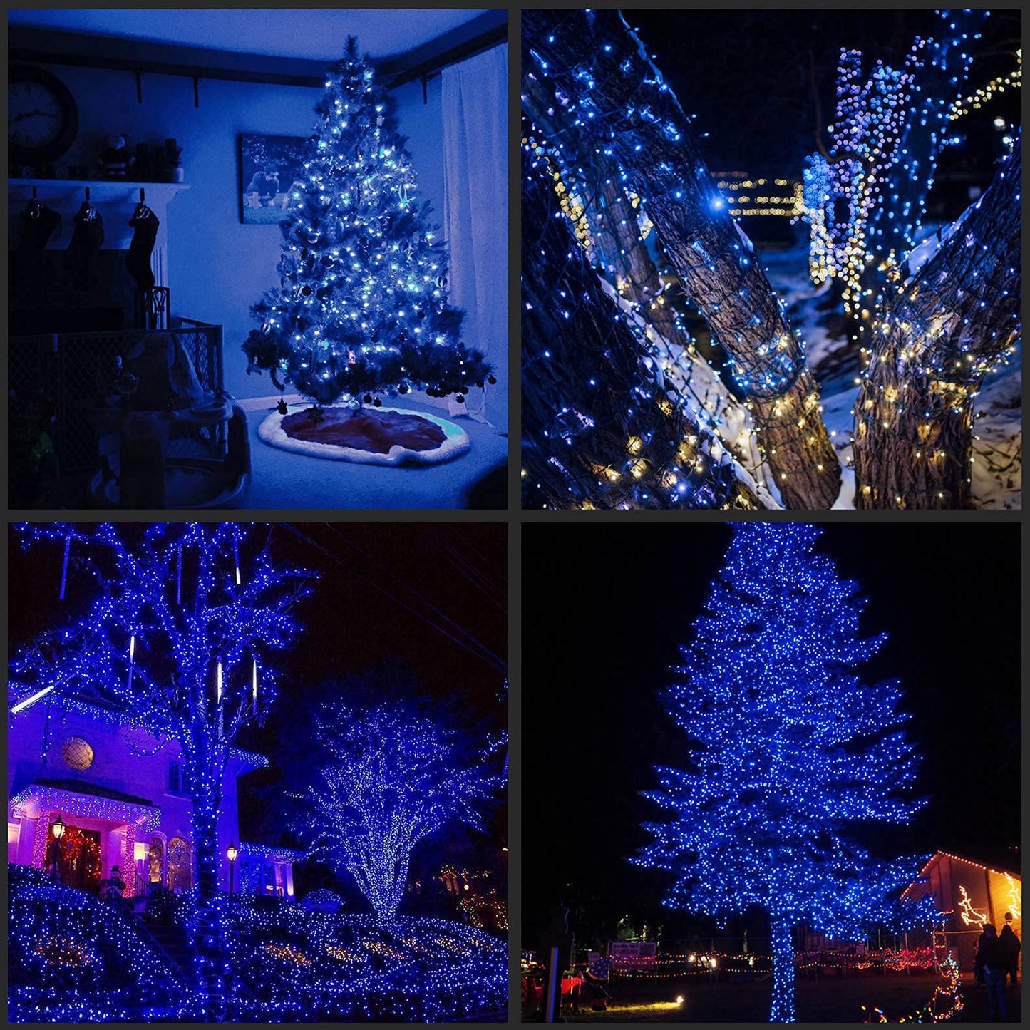 YULETIME 200 Blue Christmas String Lights, 2-Set 33 ft 100 LED Black Wire