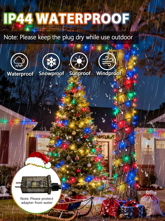 Voice Controlled Christmas Lights with Remote, 165 FT 500 LED String Lights Indoor Outdoor with 12 Modes 3 Timers, Dimmable Twinkle Light Plug in Waterproof for Xmas Tree Party Decor, Multicolor
