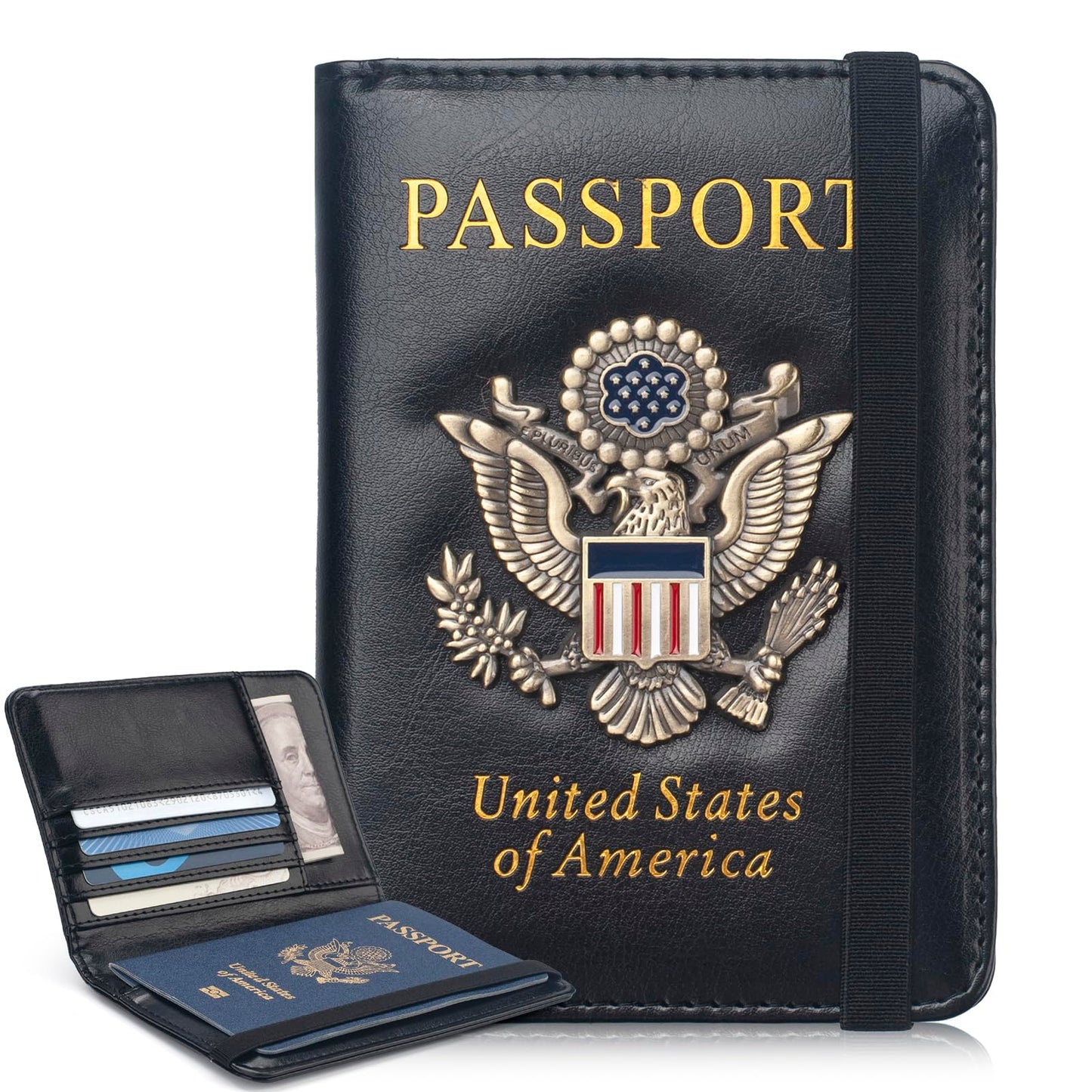 Coowayze Passport Holder Cover for Women Men, Leather US Passport Wallet Case with Vaccine Card Slot for Travel, RFID Passport Book Cover Travel Document Organizer Carrier