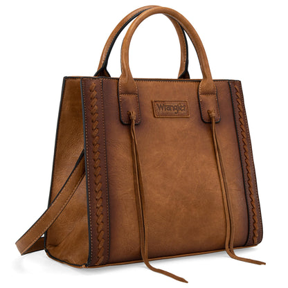 Wrangler Tote Bag for Women Western Purse Top Handle Satchel Purse and Wallet Set 2Pcs Gift Brown WG2-242LBR