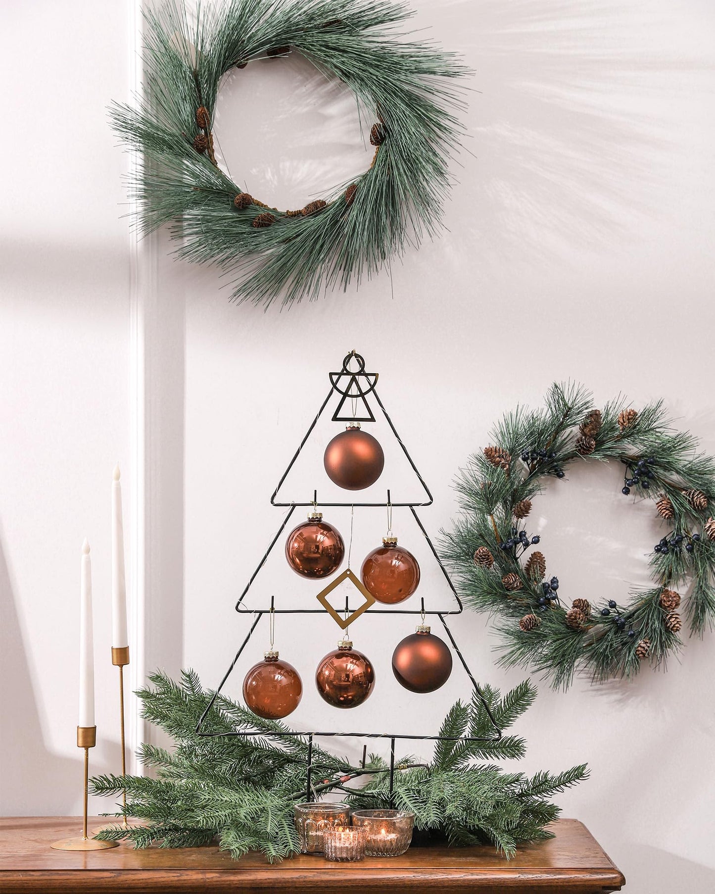 DN DECONATION Brown Glass Christmas Ball Ornaments, Set of 9, 3' Hanging Christmas Baubles for Xmas Tree Decoration, Wedding Party Gift
