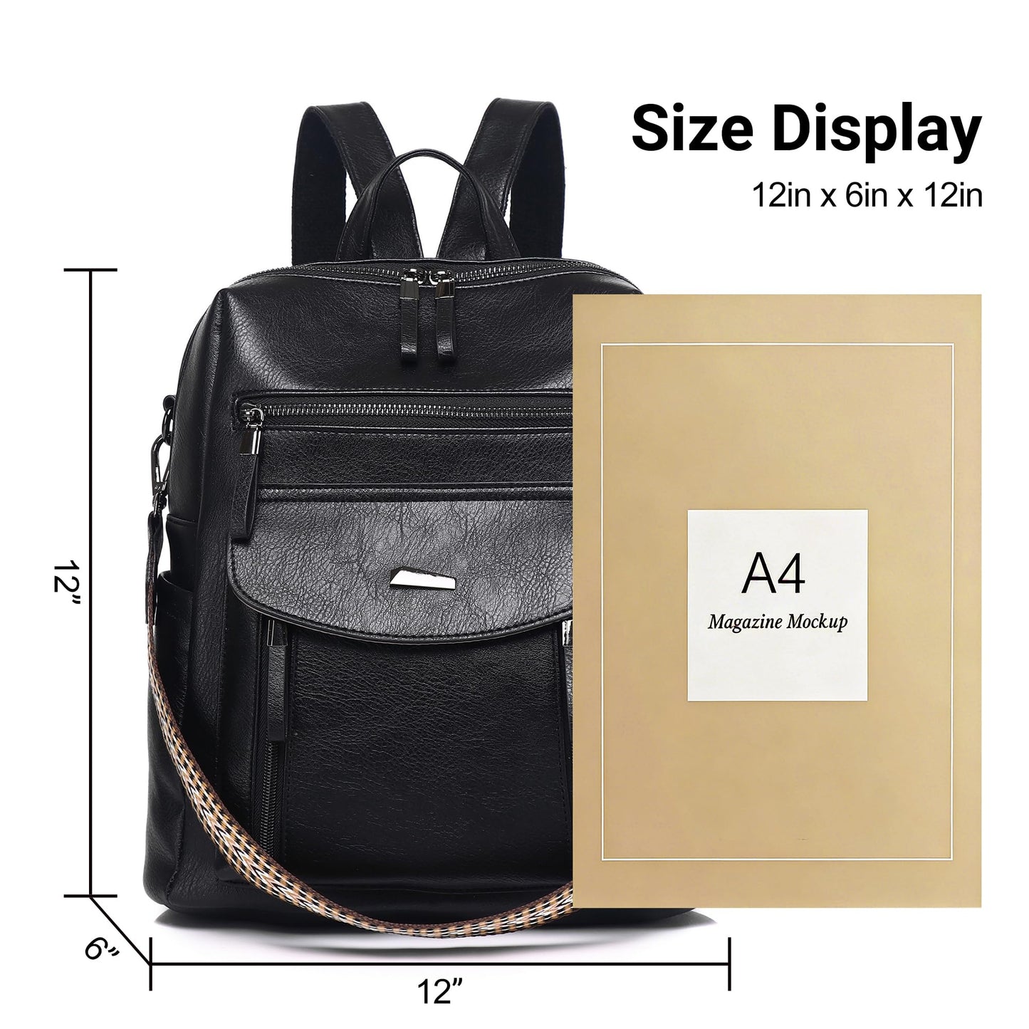 WYFJNX PU Leather Womens Backpack Purse Ladies Backpack Handbag Fashion Shoulder Bag Small Travel Bag Black
