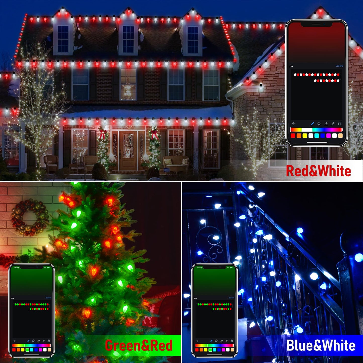 Aoyccor Smart C9 LED Christmas Lights Outdoor, 118 FT 150 LED