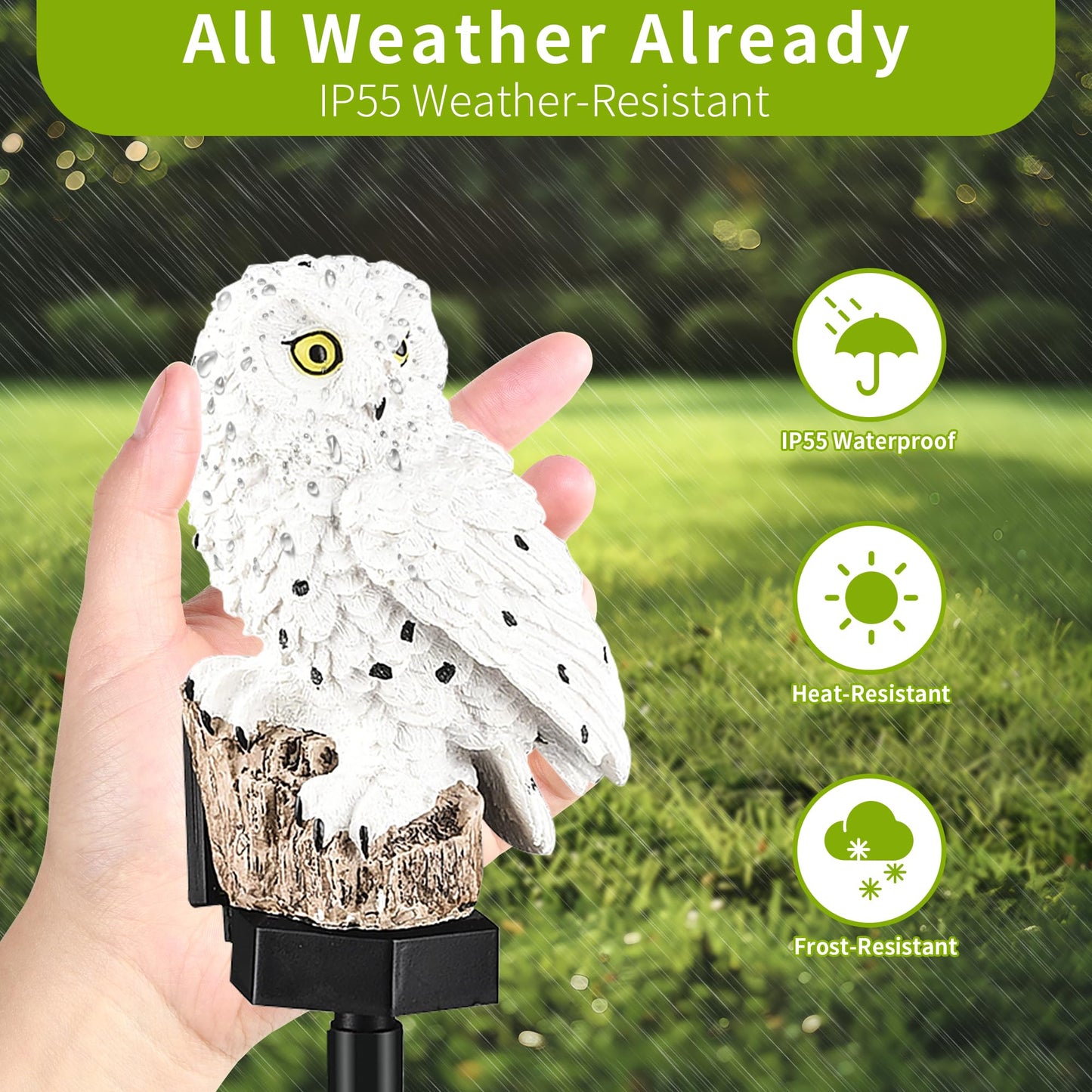 XURLEQ Garden Solar Light Outdoor Decor, Solar LED Light with Stake, Waterproof for Walkway Courtyard Party Decoration, White and Black Owl