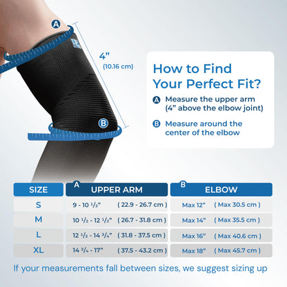 LP SUPPORT 668 Compression Elbow Sleeve - Arm Sleeve for Workouts, Sports & Weightlifting - for Golf and Tennis Elbow Brace for Men & Women (Black, M, 1pcs)