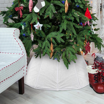 Velvet Folable Christmas Tree Collar - White Velvet Tree Skirt for Artificial Trees