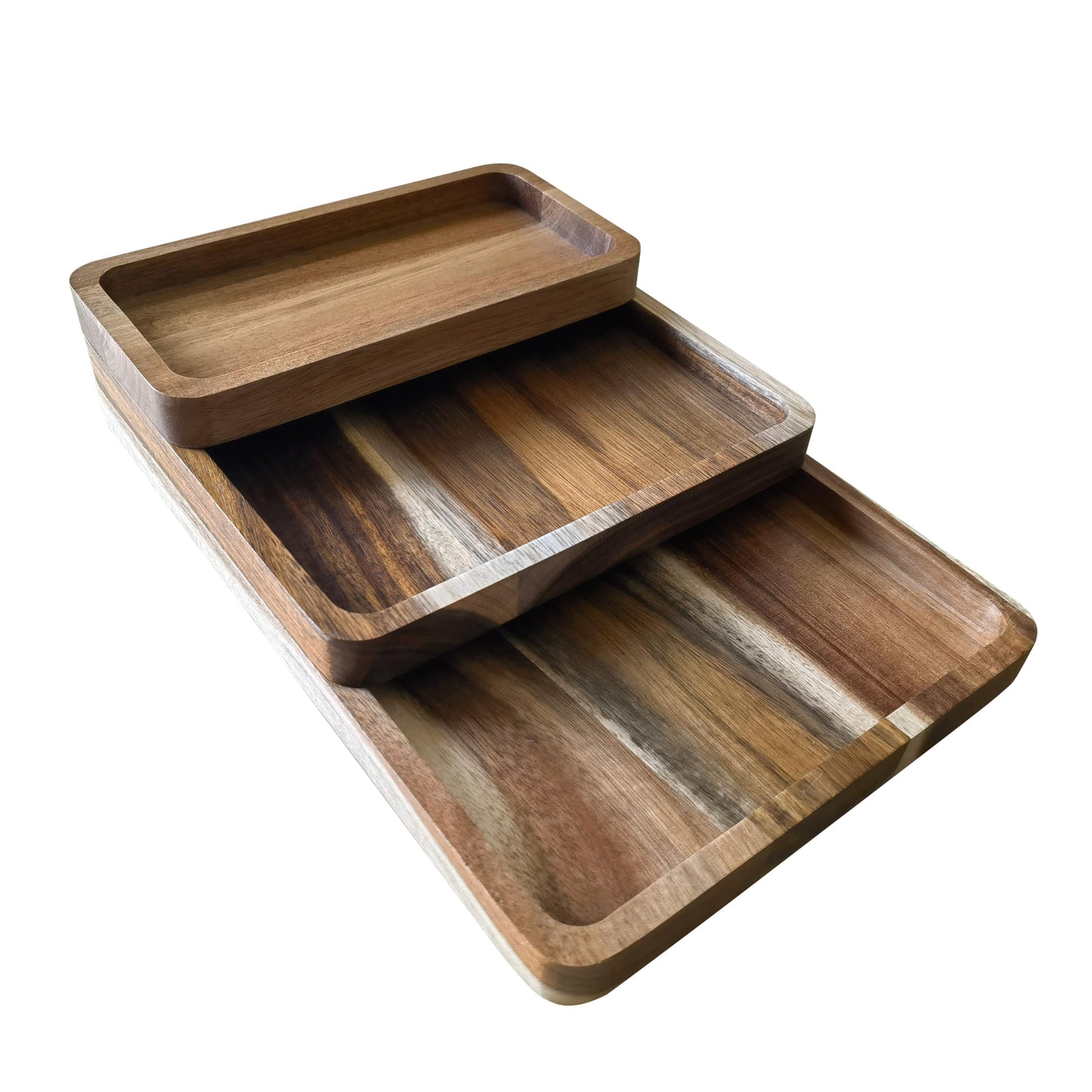 Acacia Wooden Valet Tray for Men,Natural Wood Grain EDC Tray Set Catch All for Keys Wallet Phone Glasses Watch Jewelry Pen,Tray Organizer for Entryway Nightstand Office Desk Drawer