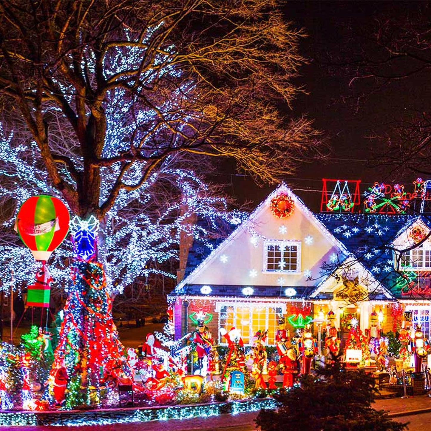 JMEXSUSS 200 LED White Christmas Lights Outdoor, 66ft Christmas Tree Lights Green Wire, 8 Modes Waterproof Twinkle String Lights Plug in for Xmas Wedding Party Indoor Decoration