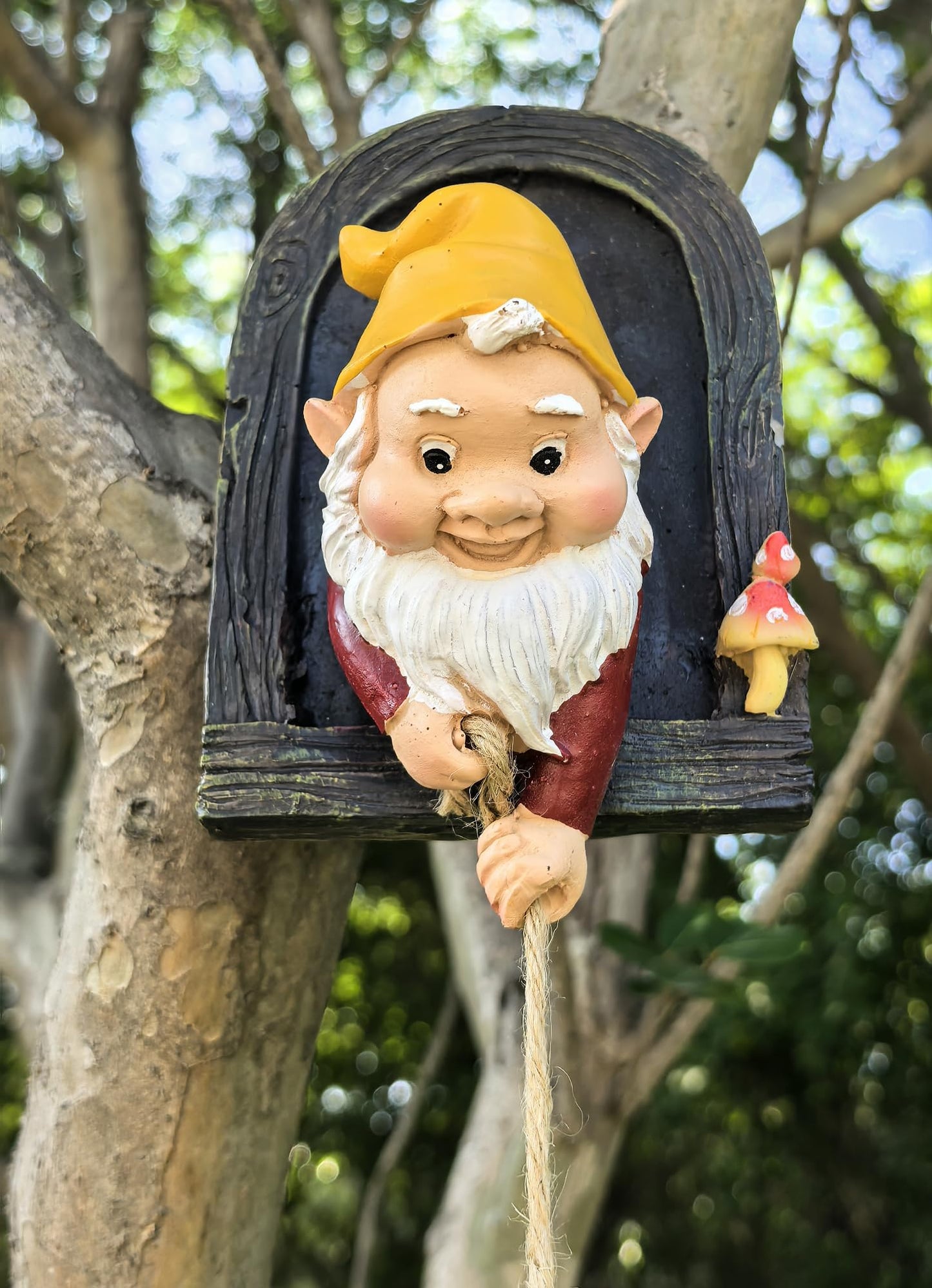 Ahbuohe Gnome Garden Decoration Climbing Tree Decor Outdoor,Fairy Door Tree Face Figurine Lawn Patio Decor,Funny Climbing Elves Tree Peeker Sculpture Yard Art
