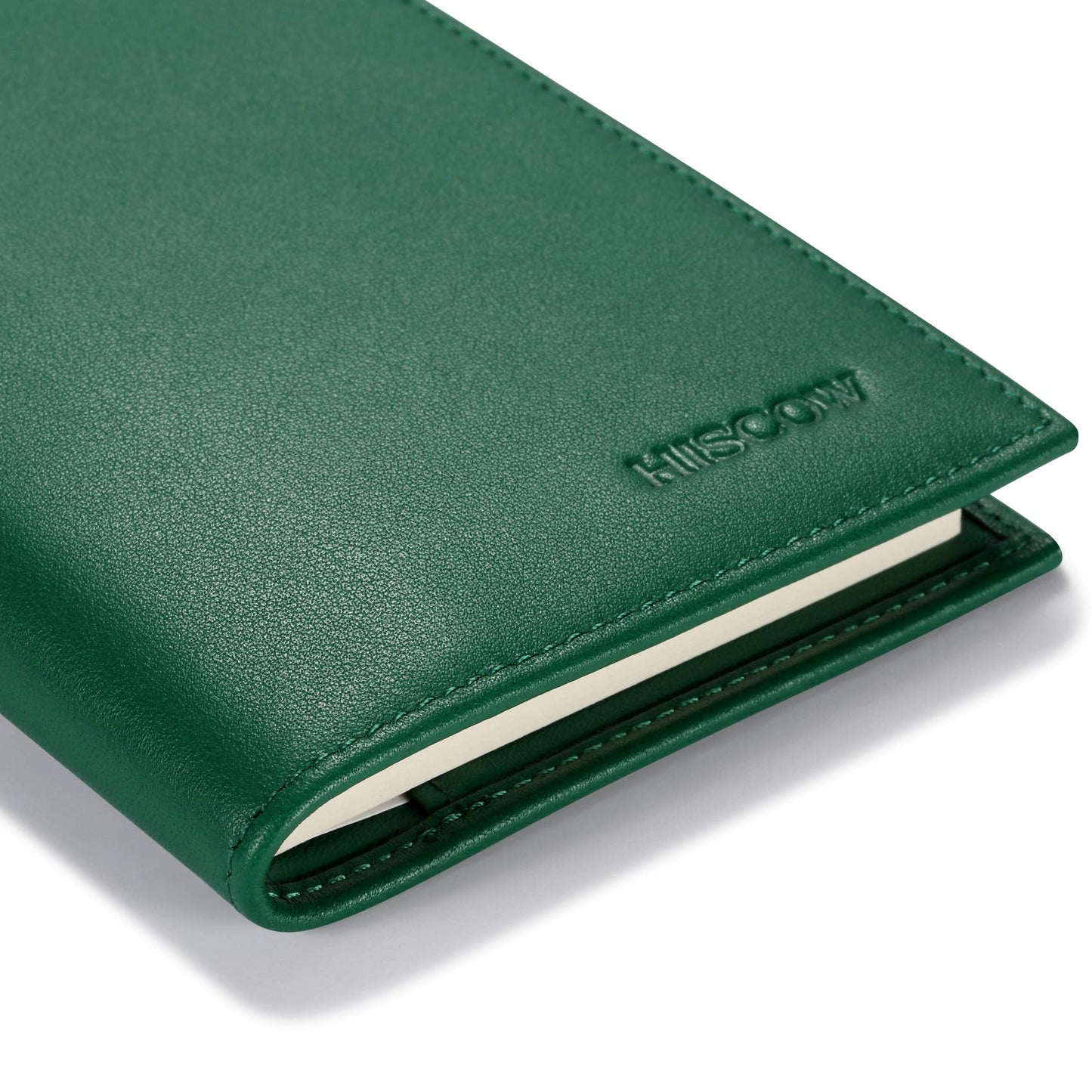HISCOW Minimalist Checkbook Cover - Full Grain Leather (Premium Green)