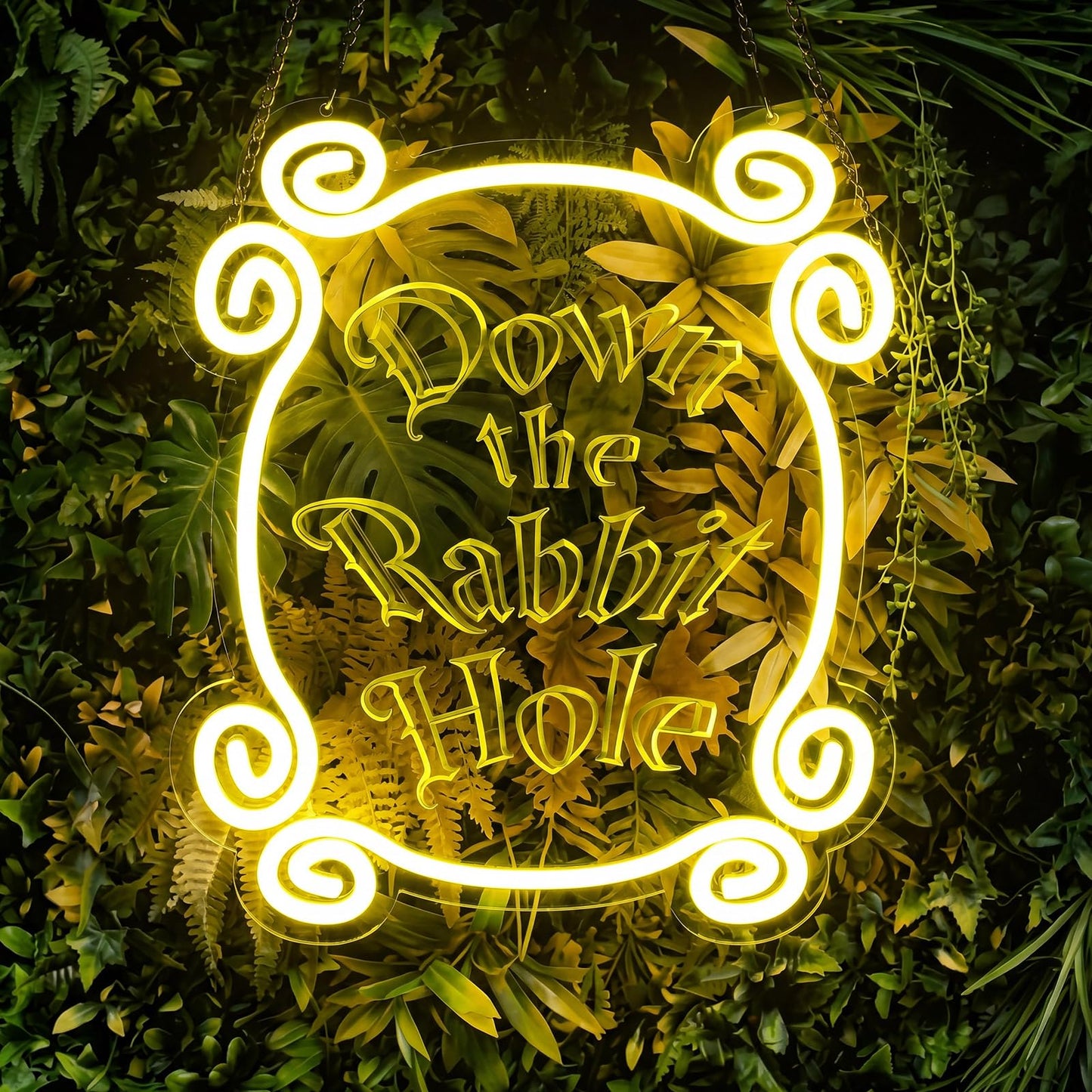 Gerrii Down the Rabbit Hole Neon Signs Wonderland Neon Light for Wall Art LED Lights for Dimmable LED Lights for Bedroom Man Cave Party Bar Background Decoration Birthday Gifts