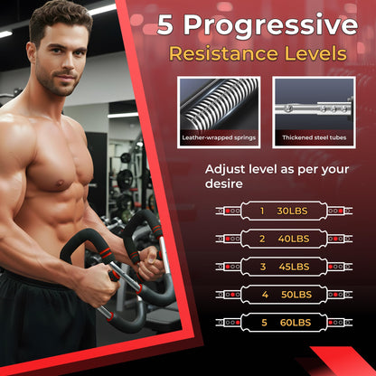 Zentrova Twister Arm Trainer, Adjustable Resistance 30–120 lbs, Chest & Arm Workout Equipment for Men & Women | Portable Spring Power Twister Bar | Upper Body Strength Trainer | Home Gym Fitness