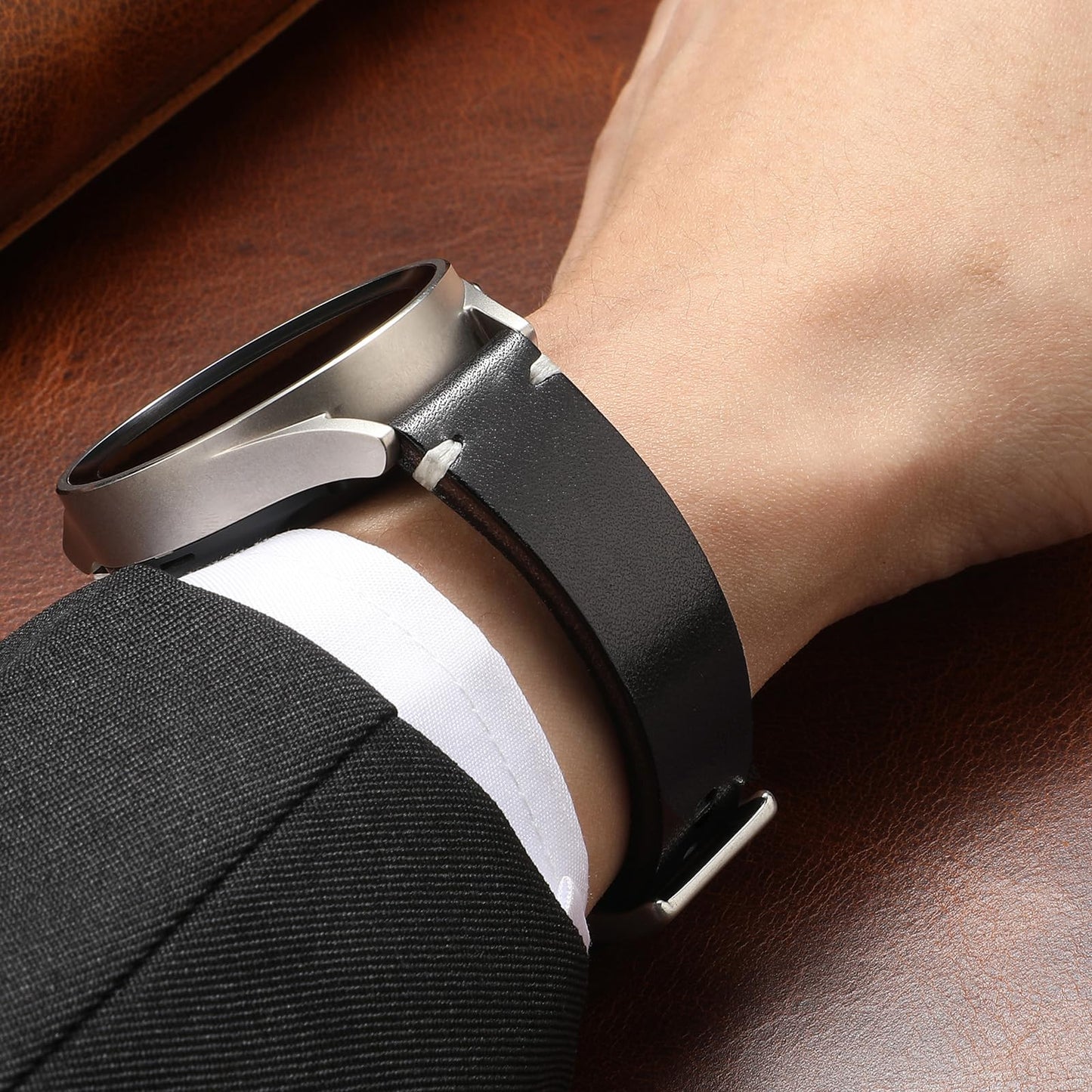 Berfine 20mm Leather Watch Band for Men Women, Vintage Handmade Quick Release Watch Strap Replacement, Thick Single layer, Black