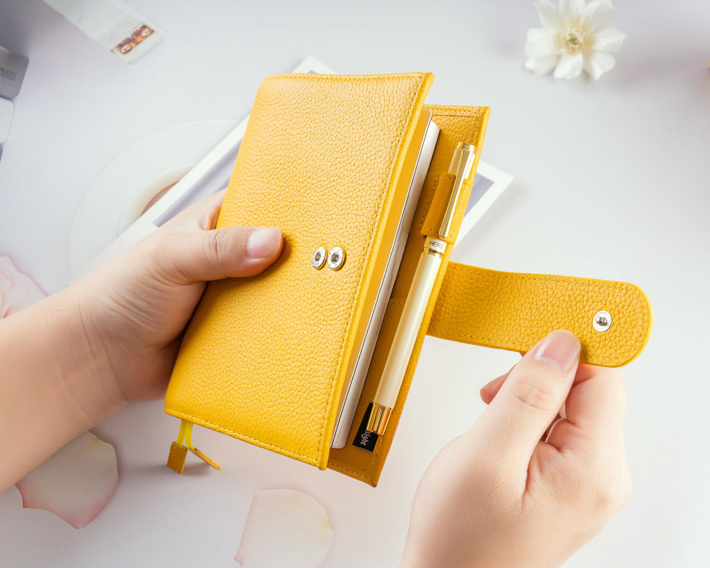 2026 New Genuine Leather A6 Notebook Cover Fits Hobonichi Cousin, Stalogy, LEUCHTTURM1917 and Midori MD Planners, with Pen Loop, Card Slots, Bookmarks and Back Pocket