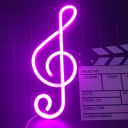 ENUOLI Neon Signs,Music Note Shaped Neon Lights LED Decor Night Light Wall Bedside Decor Battery/USB Operated Creative Lighting for Christmas,Wedding,Birthday Gift,Pub,Kids Room,Living Room(Pink)