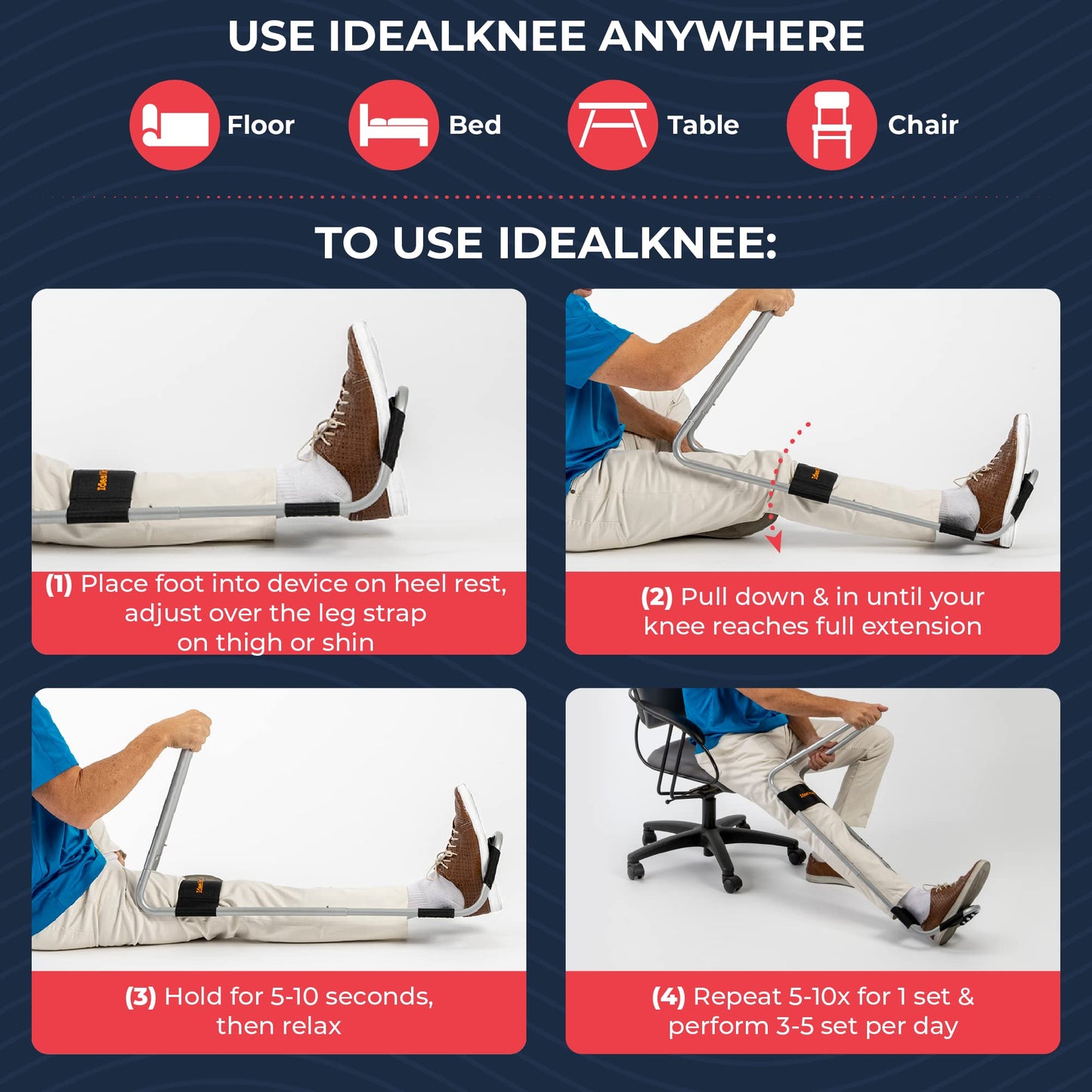 IdealKnee Two Pad - Advanced Knee Extension & Pain Relief Device - Endorsed by PTs & Surgeons - Ideal for ACL, MCL Recovery, Athletes, Therapy & Rehab