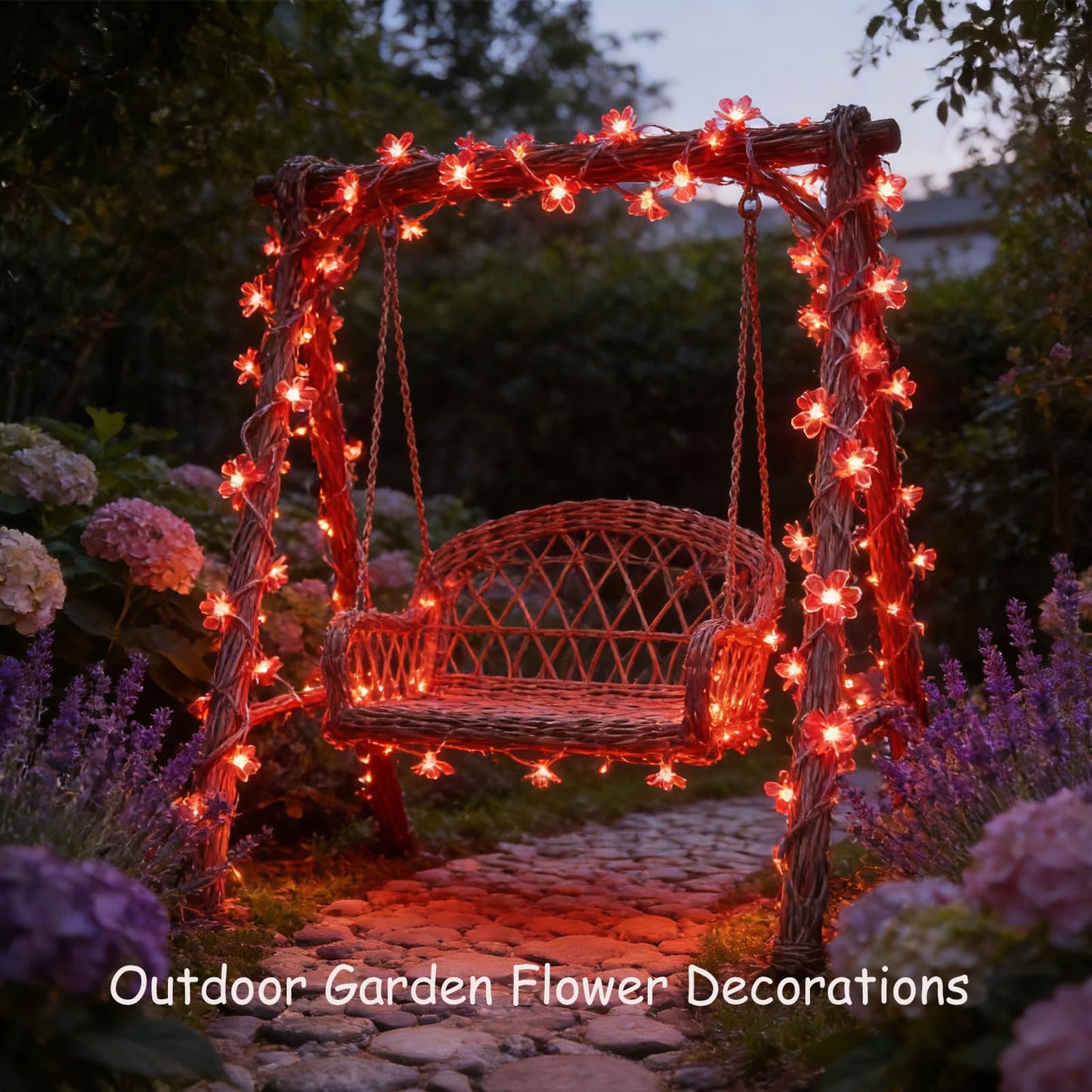 100 LED Red Cherry Blossom Flowrer String Lights, 33 FT Plug in Fairy Floral Lamp with 8 Modes, Flexible Clear Wire for Bedroom Balcony Patio, Valentine's Day Christmas Indoor Outdoor Decorations