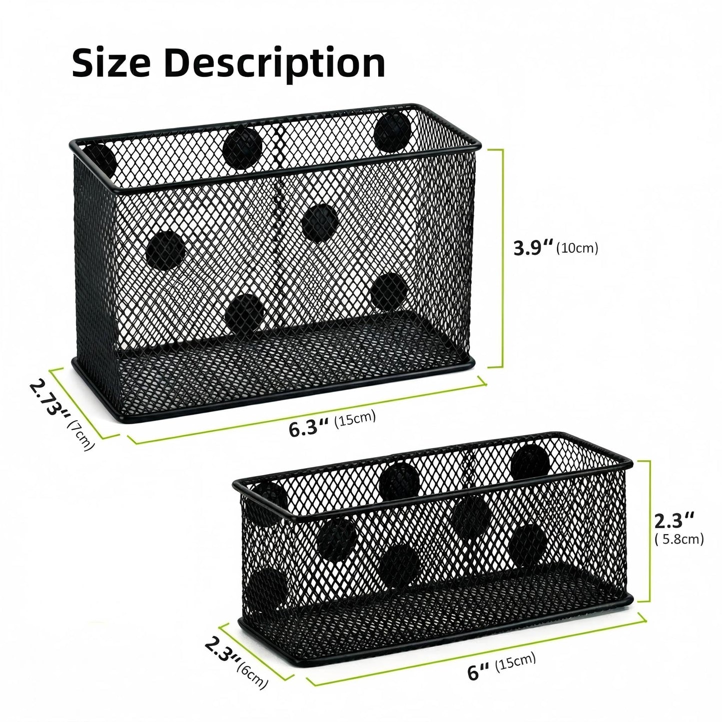 Neudeco Magnetic Locker Shelf Organizer, Pencil Holder, Metal Storage Basket for Whiteboard, Refrigerator, Ideal Cabinet for School, Black (Pack of 3)
