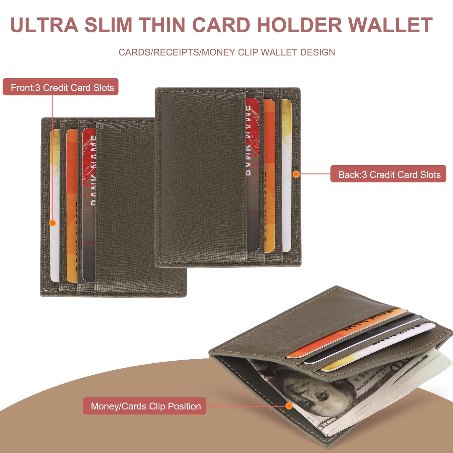 yiijay Credit Card Holder Slim Wallet Money Clip RFID Blocking Credit Card Case Thin Front Pocket Small Wallets for Women Men