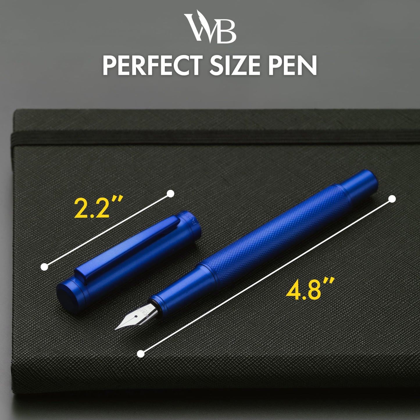 SCRIVI PENS Luxury Fountain Pen Set-[Blue] Fountain Pens for Writing - Smooth Extra Fine Nib - Includes Refillable Ink Converter, 5 Ink Cartridges [Black & Blue], Gift Box - Elegant Calligraphy