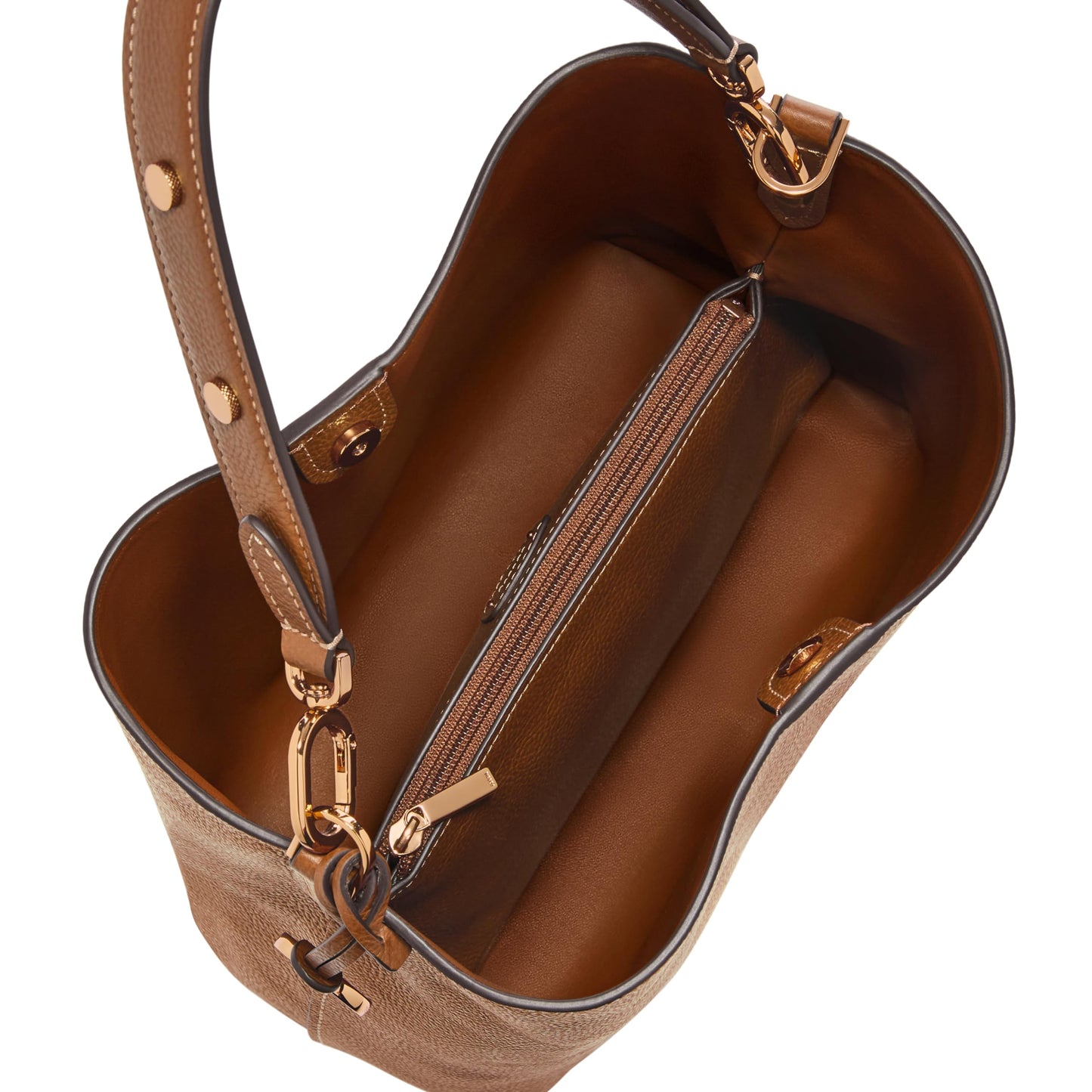 Fossil Women's Jessie Leather Bucket Shoulder Bag Purse Handbag, Purse for Women, Medium Brown