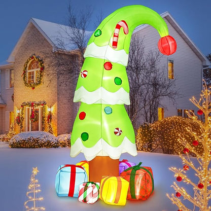 FRAMICS 2025 New 7Ft Christmas Inflatables Outdoor Decorations, Whimsical Christmas Tree Blow Up Yard Decor with Gift Boxes, Weatherproof Xmas Tree Inflatable with LED Lights for Holiday Party Garden