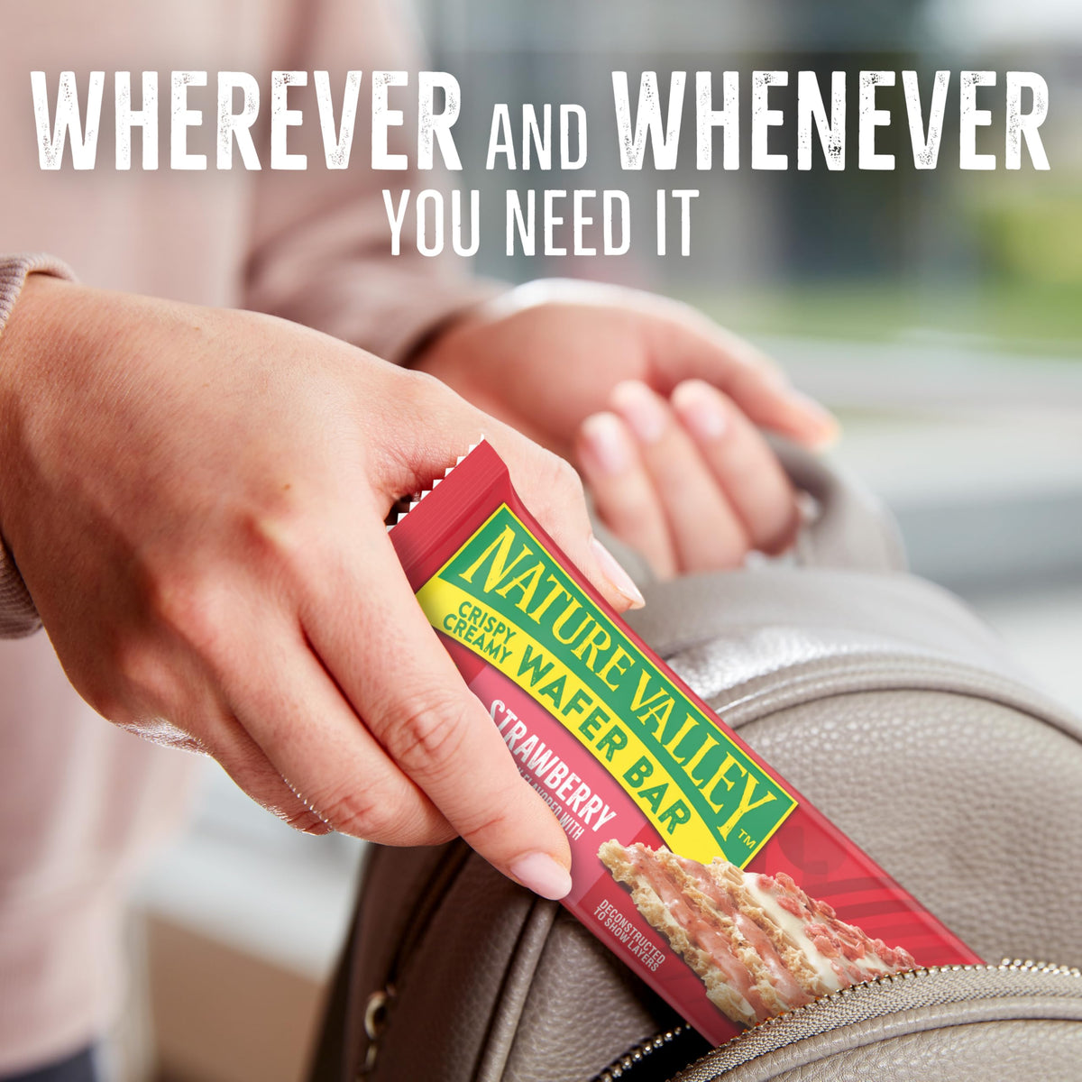 Nature Valley Crispy Creamy Wafer Bars, Strawberry, Whole Grain, 5 Bars, 6.5 oz