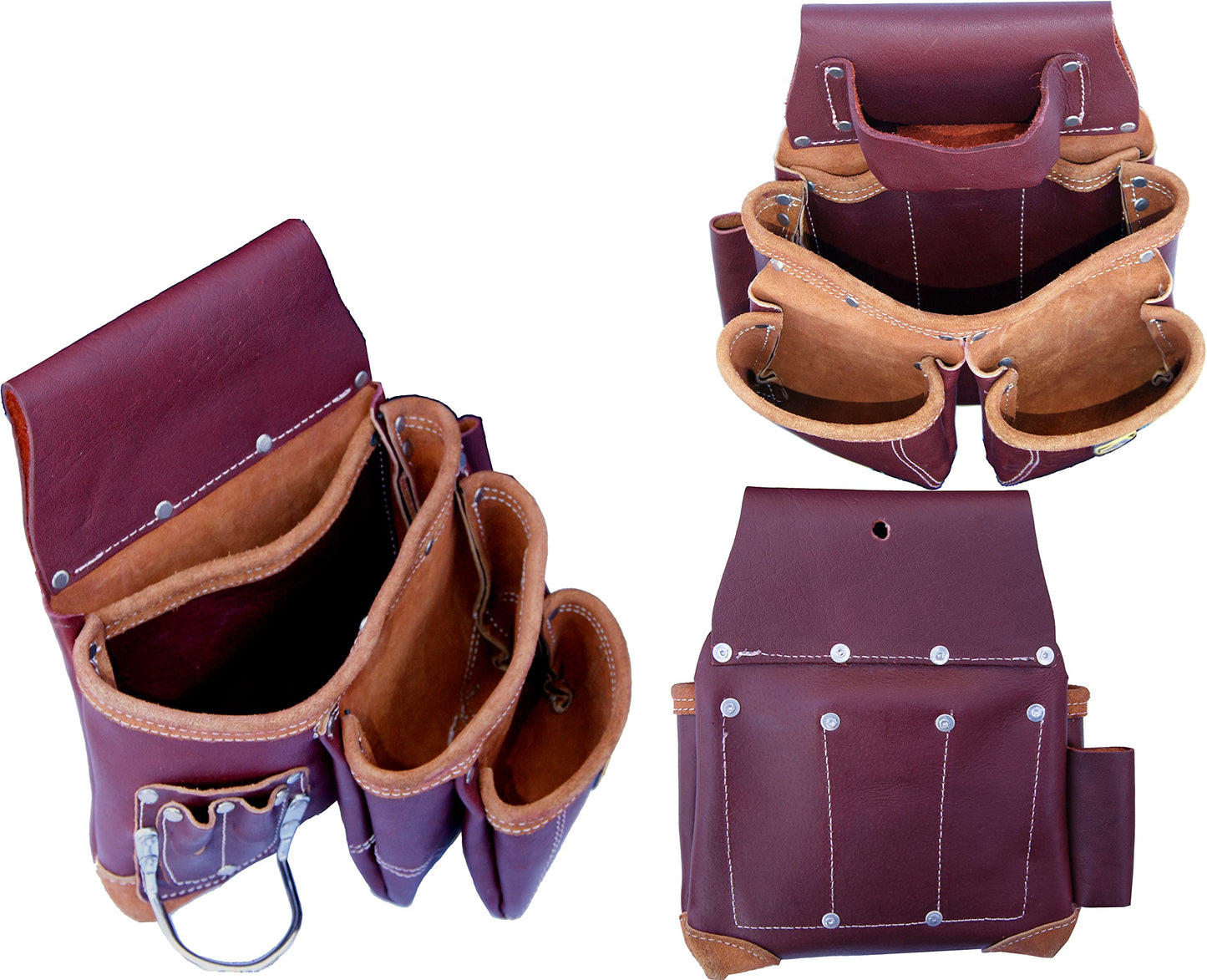 Zakco PRO-21 Genuine Full Grain Leather Heavy Duty Multi Pockets Construction Rig, Carpenters Tool Belt, 2 Leather Pouches Belt Framer’s, Handyman, Roofer’s,Tool Belt & Tool Organizer, Best Tool Apron