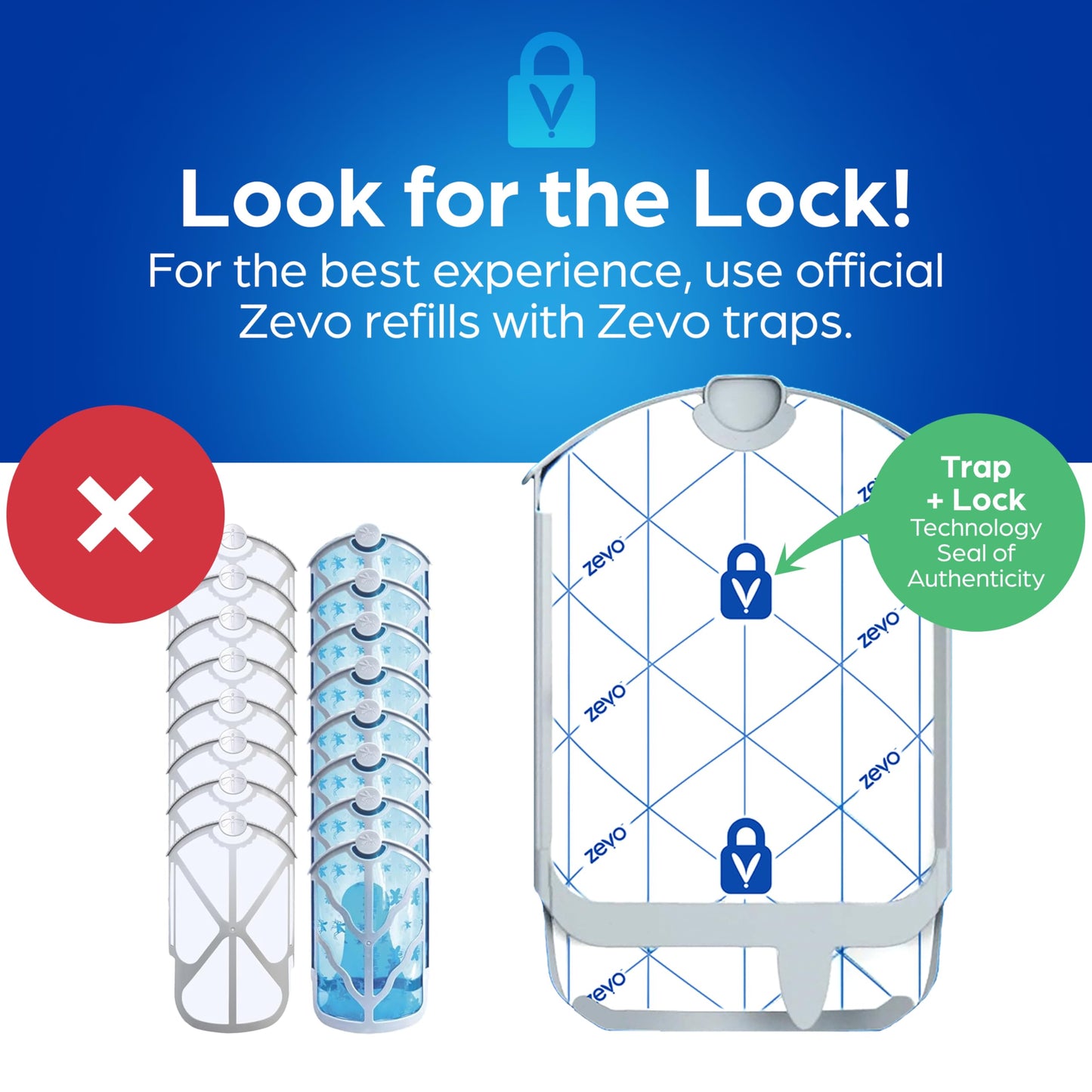 Zevo Flying Insect Trap Refill - for The Zevo MAX & Standard Indoor Fly Trap - Catch Gnats, House & Fruit Flies - Easy to Use - Mess-Free Disposal (4 Refill Cartridges)