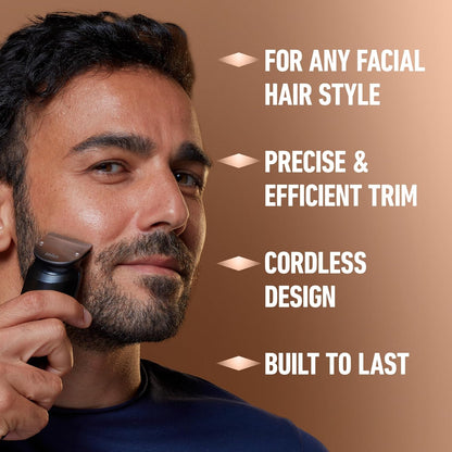 King C. Gillette Beard Trimmer PRO with 40 beard length settings in precise 0.5mm steps, cordless design & 1 trimmer, 1 brush, 2 combs, 1 charger and 1 T-blade
