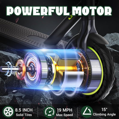 Electric Scooter - 350W/500W Motor, 19/22 MPH Speed, 16-28 Miles Range | 8.5"/10" Solid Tire, Folding Design