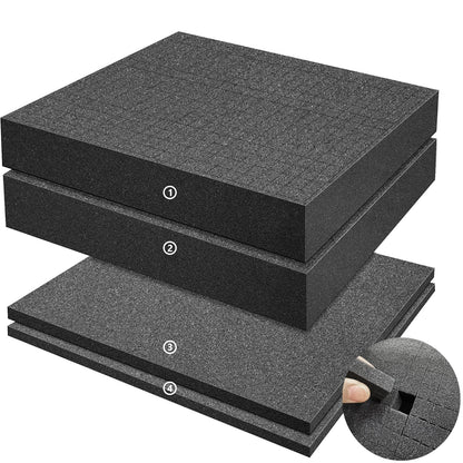 4 Pack Gun Case Foam Inserts - 16x12x2 & 16x12x0.4 Inches Pick and Pluck Foam Sheets for Firearms, Tools & Crafts - Closed Cell Polyurethane Padding for Gun Case, Toolbox, Storage Cases & Organizers