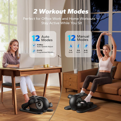 MERACH Under Desk Elliptical, Electric Ellipse Leg Exerciser as Seen on TV for Seniors with Remote Control & 12 Adjustable Speeds, Quiet Portable Seated Pedal Exerciser Machine for Home