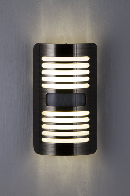 GE Enbrighten LED Motion Sensor Night Light, Plug-In, 40 Lumens, Motion-Select with 25ft Detection, Dusk-to-Dawn, Brushed Nickel Louver – 37299 (1 Pack)
