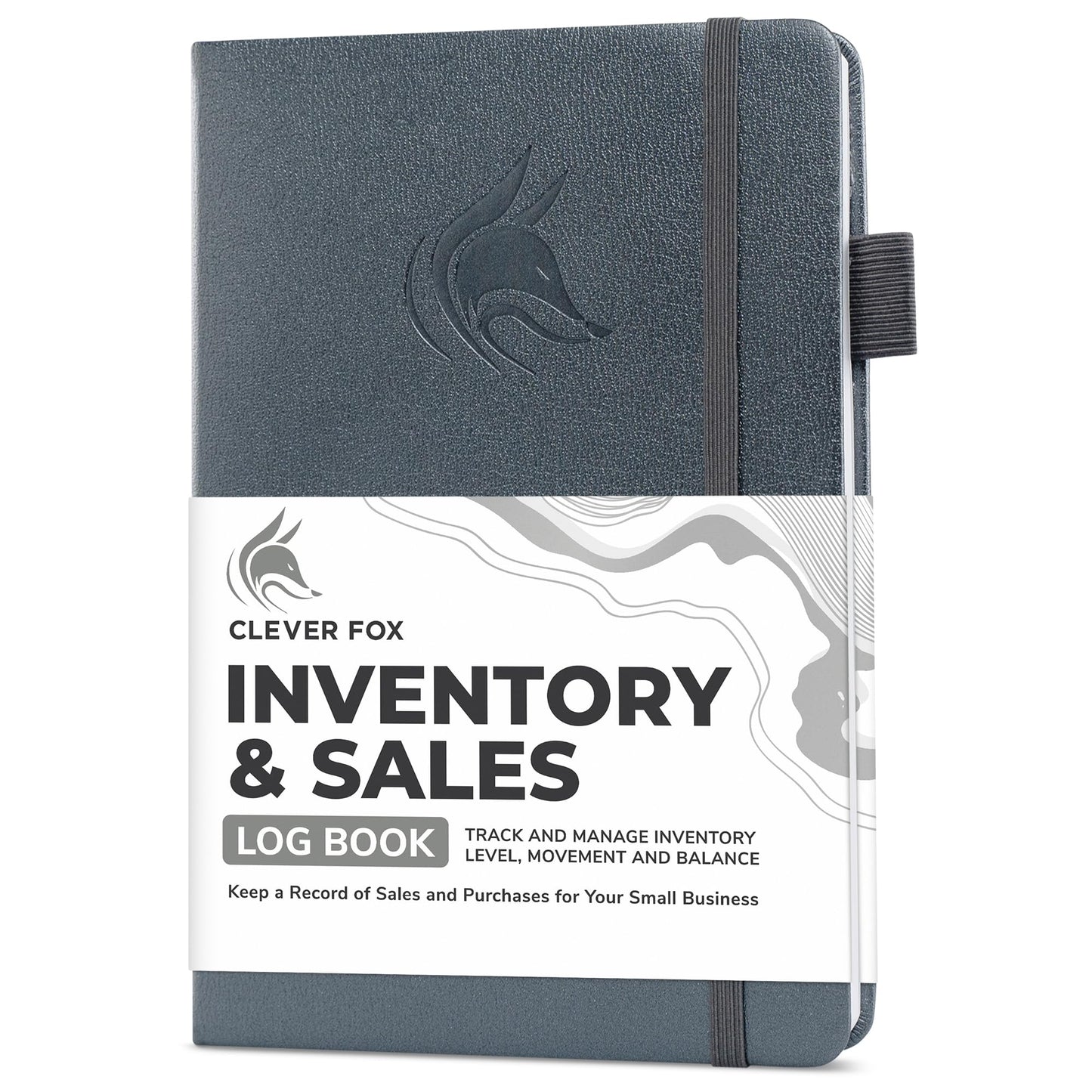 Clever Fox Inventory & Sales Log Book for Small Business – Inventory Ledger Book, Inventory Notebook, Order Tracker Book for Purchases, Sales & Reorders – Undated, Hardcover, A5, Silver Black