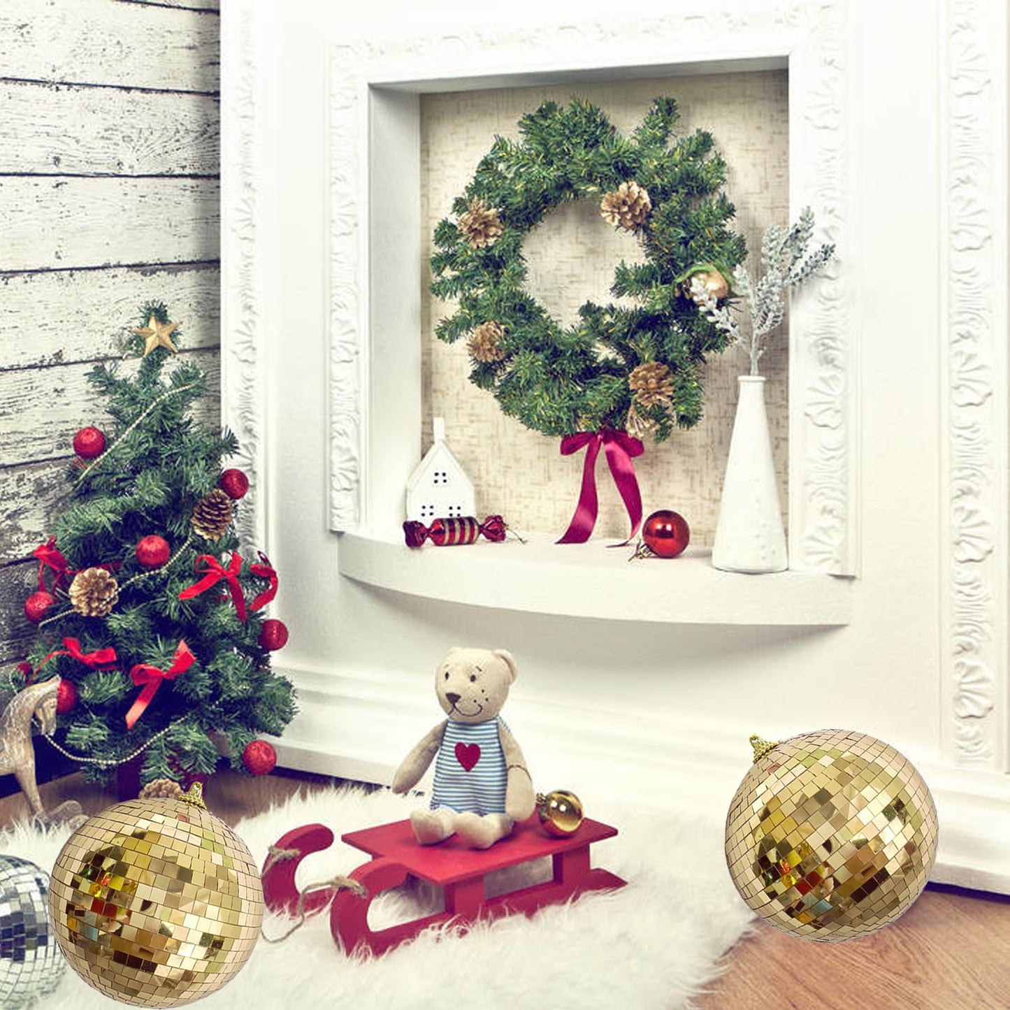 ZHANYIGY 4Pcs Christmas Balls Ornaments for Xmas Tree - Shatterproof Christmas Ball Xmas Tree Decorations Hanging Ball Gold PET 4in x 4 Pack