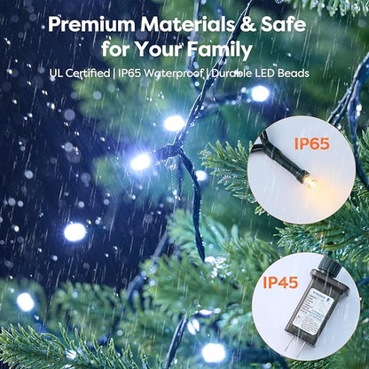 Christmas Tree Lights with Remote 280 LEDs Christmas Lights for Tree with 8 Lighting Modes, Timer and Memory Function, Indoor Outdoor String Lights for 4 ft-7 ft Xmas Tree Decorations(CoolWhite)