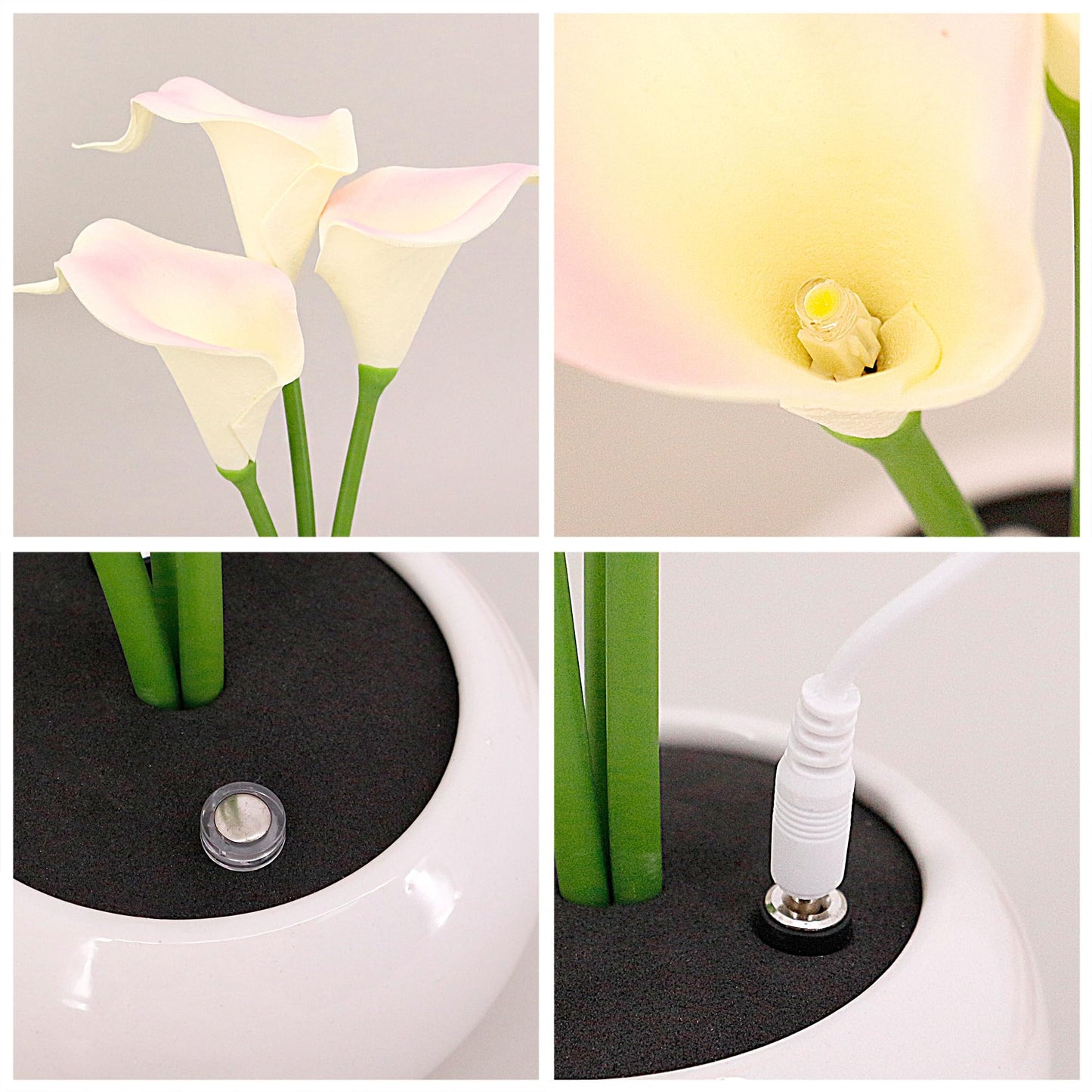 Naimo Flower Night Light Rechargeable LED Night Lamp Calla Lily Table Lamp for Bedroom Living Room Birthday Party Desktop Home Decor