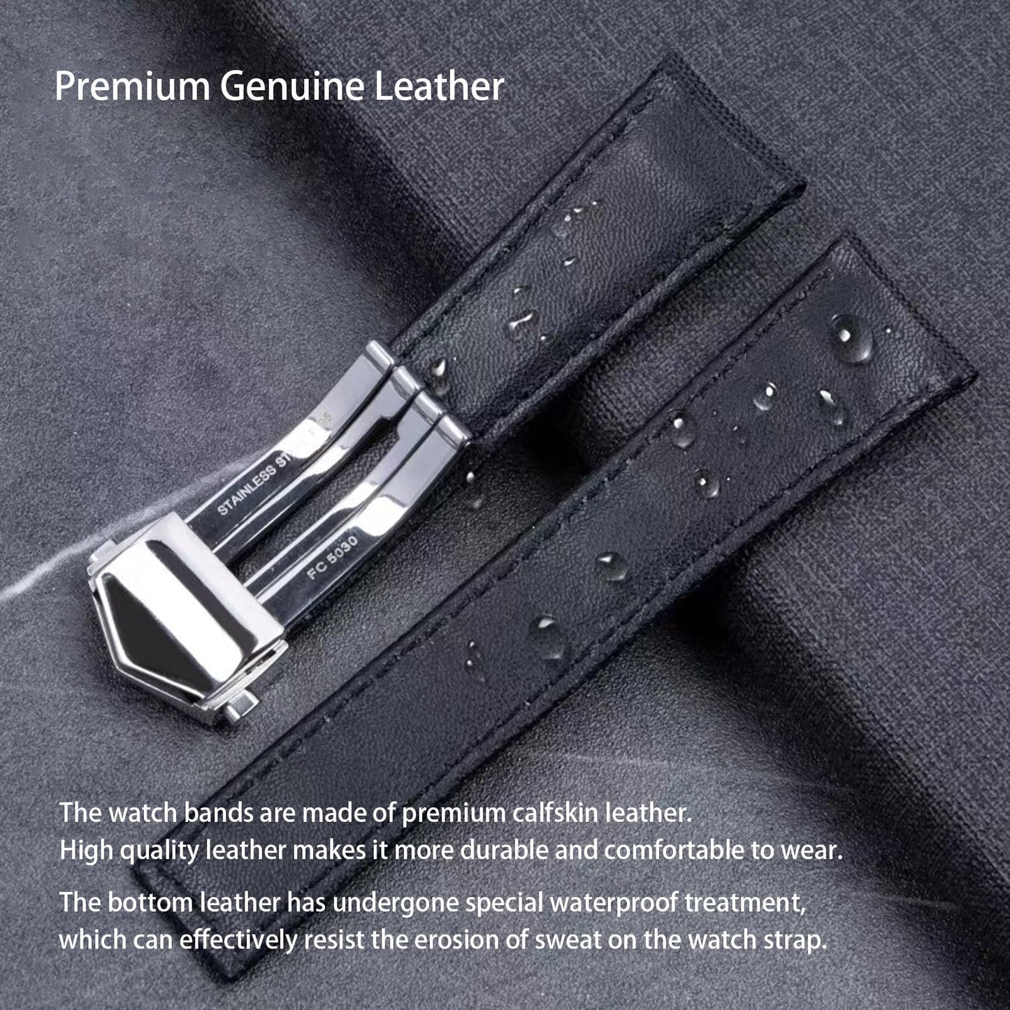 Nizonlaie Nylon Leather Watch Band Quick Release Waterproof Oxford Fiber Nylon Genuine Leather Deployant Watch Band Strap Nylon Leather Universal Replacement Bracelet Strap 20mm 22mm for Men Women