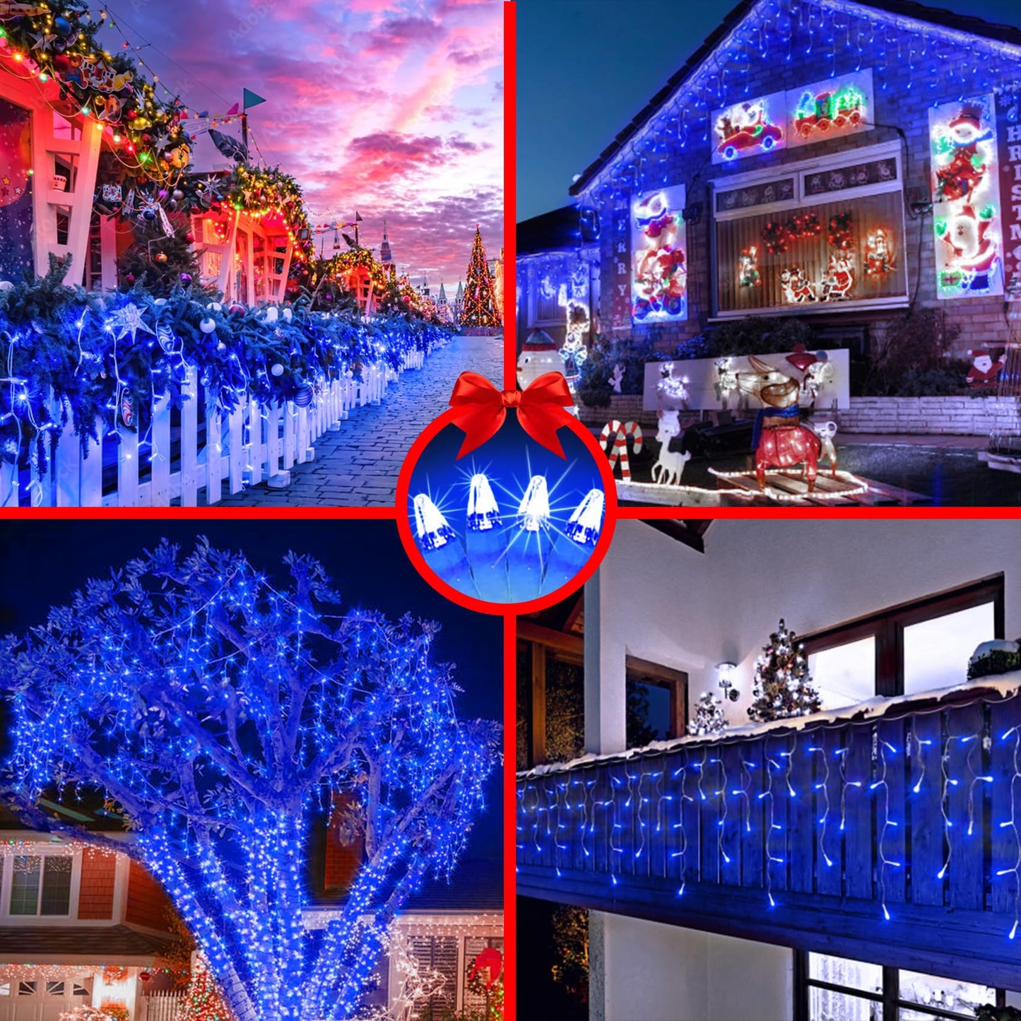 1620 LED 164ft 360 Drops Christmas Lights, Outdoor Hanging lights with 8 Modes & Timer Memory, Outside Waterproof Curtain String Light for House Fence Tree Holiday Wedding Party Decorations (Blue)