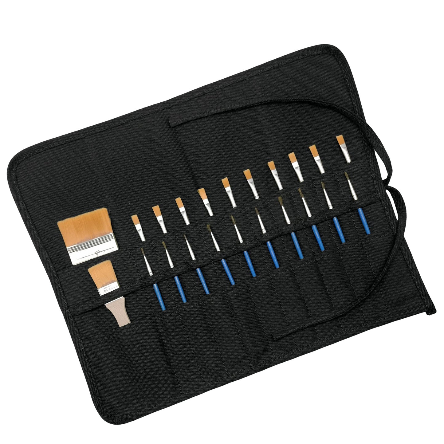 Funny live Paint Brush Holder Art Supplies, Artist Brush Holder & Storage Organizer Roll-Up Case Bag, Protect Acrylic Oil Watercolor Paintbrushes (Black 22 Slot Pockets)