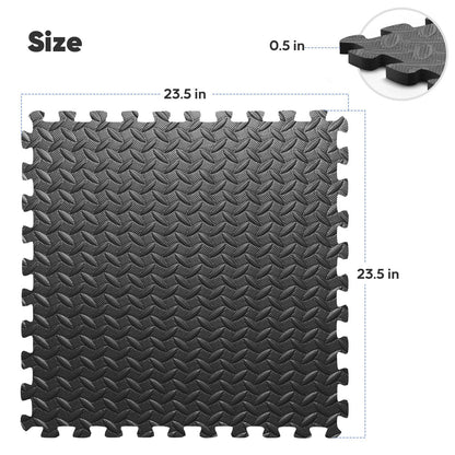 Home Gym Mat, Puzzle Exercise Mat, EVA Interlocking Foam Floor Tiles for Home Workout Equipment and Kids' Play Areas - Black, 24 in x 24 in x ½ in - 12 Tiles (Black, 12 Pack, 48 SQ FT)