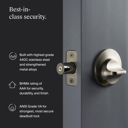 Level Lock+ (Matter) Smart Lock - World's Smallest, Most Advanced Matter-Over-Thread Deadbolt Plus Apple Home Key - Keyless and Remote Access via Apple, Alexa, Google Home, SmartThings (Satin Nickel)