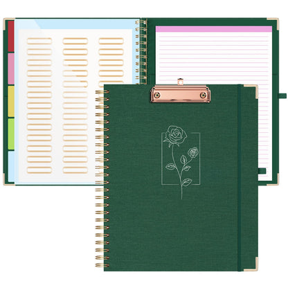 EYROZILL Clipboard with Storage, Clipboards for Letter Size, Clip Board with 5 Folders and 10 Pockets, Spiral Cute Clipboard for Office School Nursing, 8.5'' x 11'' (Linen Green, Letter Size)