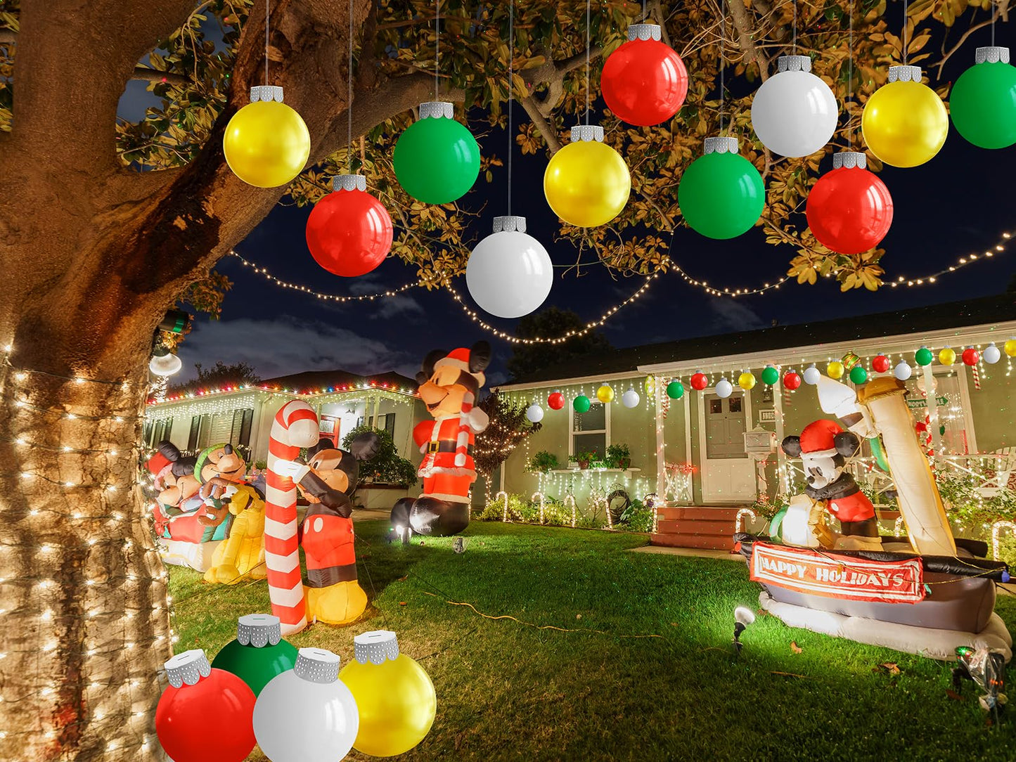 YONTUS 9 Inches Blow up Christmas Ornaments, Inflatable Christmas Balls Outdoor, Christmas Decorations for Porch (8 Pcs)