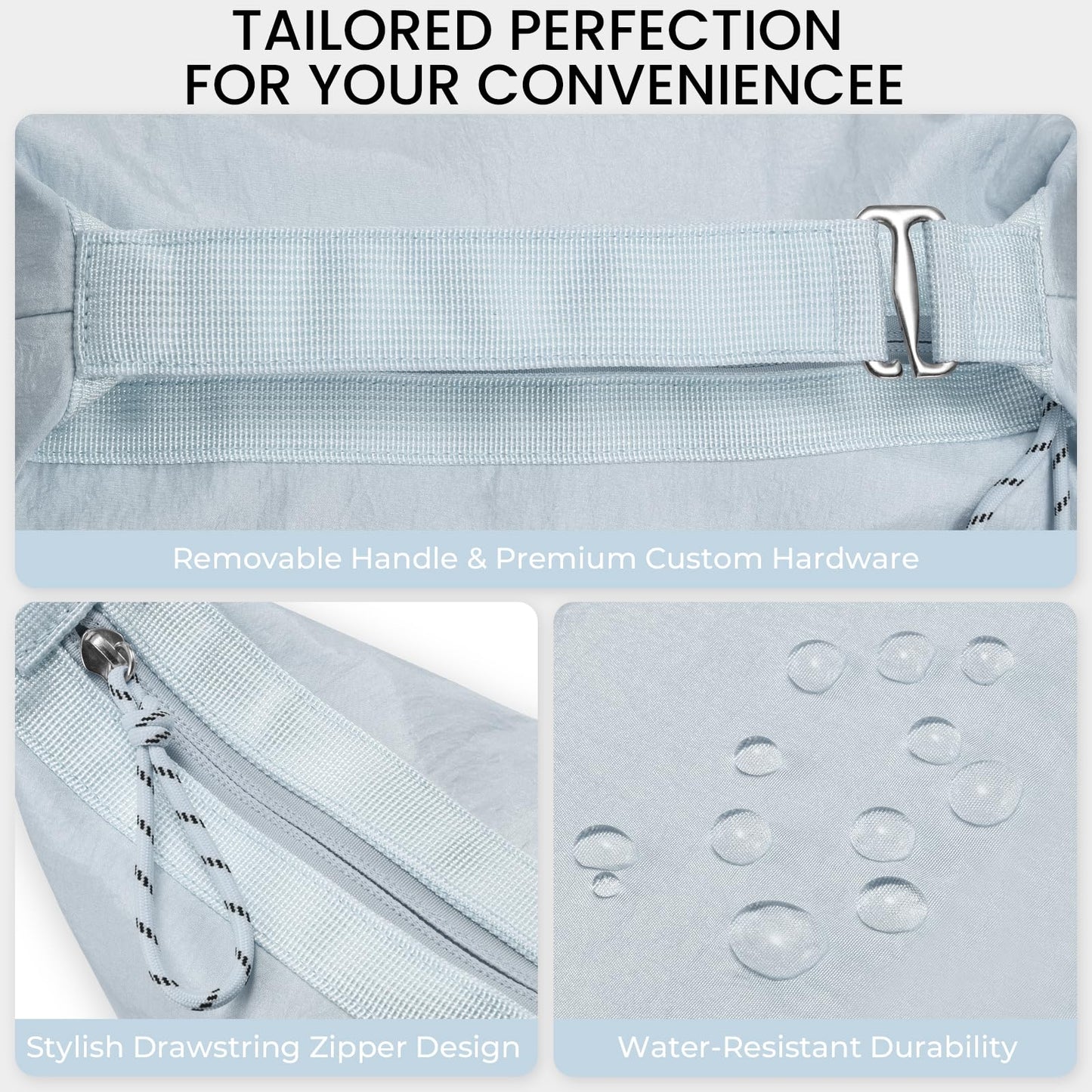 HauteHues Travel Makeup Bag for Women, Roomy Cosmetic Bag and Toiletry Bag with Wide Open Design, Soft Nylon Pouch for Makeup, Skincare, Toiletries, Gym, Carry-On and Weekend Trips, Gray Blue