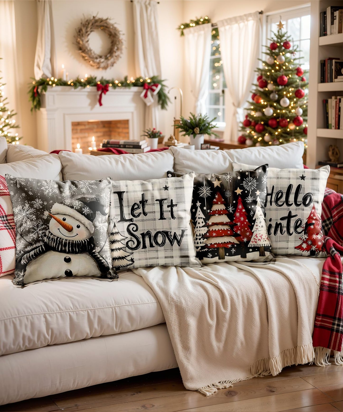 SEGXCFL Christmas Pillow Covers Decorative for Couch Sofa Livingroom Outdoor Christmas Home Decor